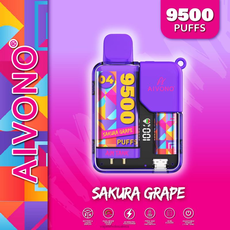 Vape Wholesale Sa - Aivono AIM TANK 9500 Sakura Grape Z2PV836