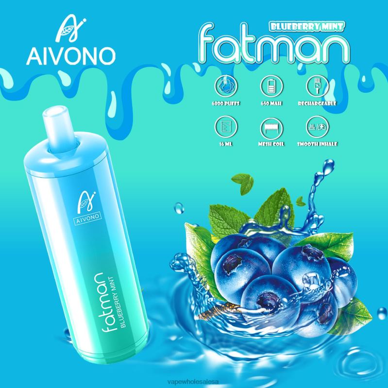 Vape Wholesale South Africa - Aivono FATMAN 6800 Blueberry Mint Z2PV822