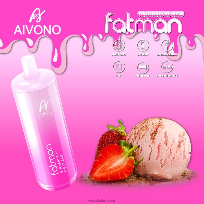 Vape Wholesale Suppliers - Aivono FATMAN 6800 Strawberry Ice Cream Z2PV821