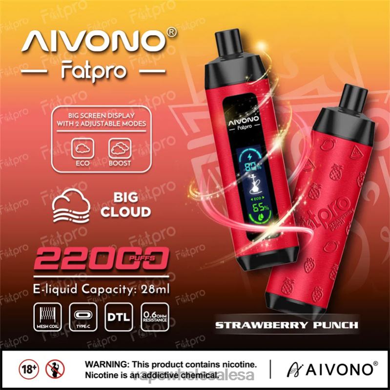 Vape Wholesale Prices - Aivono Fatpro 22000 Strawberry Punch Z2PV88